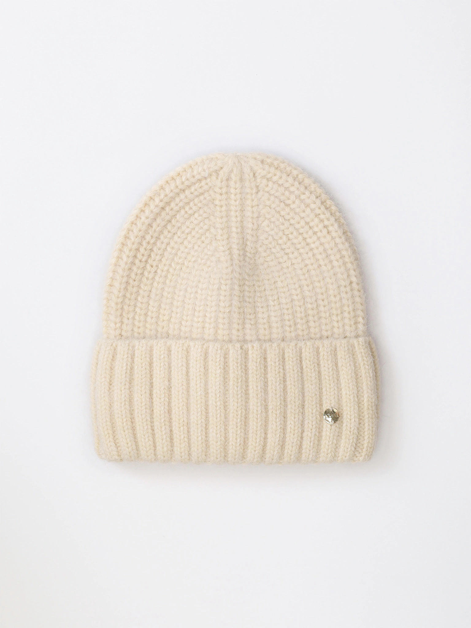 Шапка-бини из ангоры и нейлона с отворотом в ассортименте